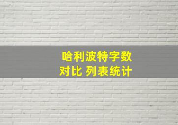 哈利波特字数对比 列表统计